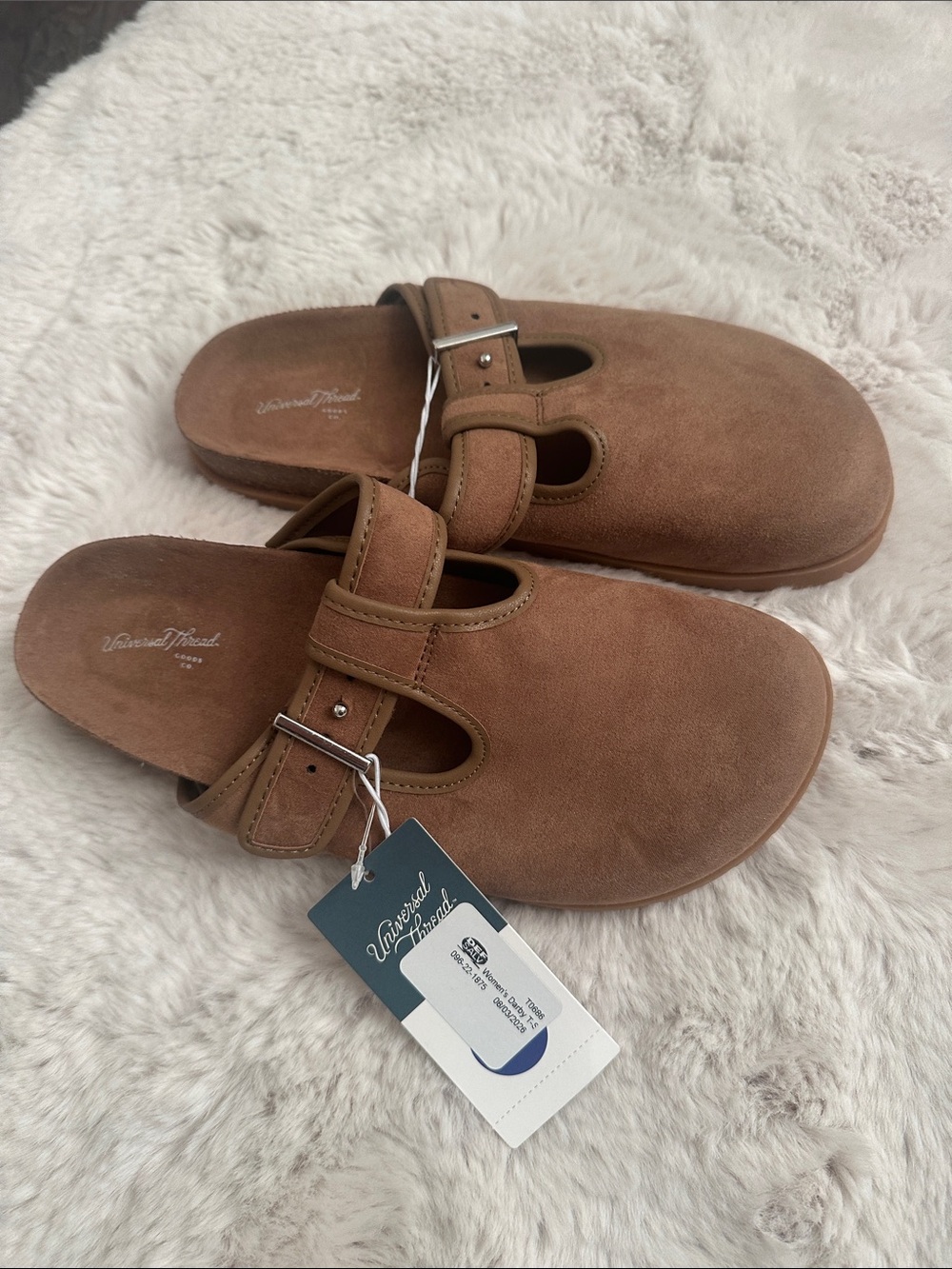 Universal Thread Brown Suede Buckle Clog Mules